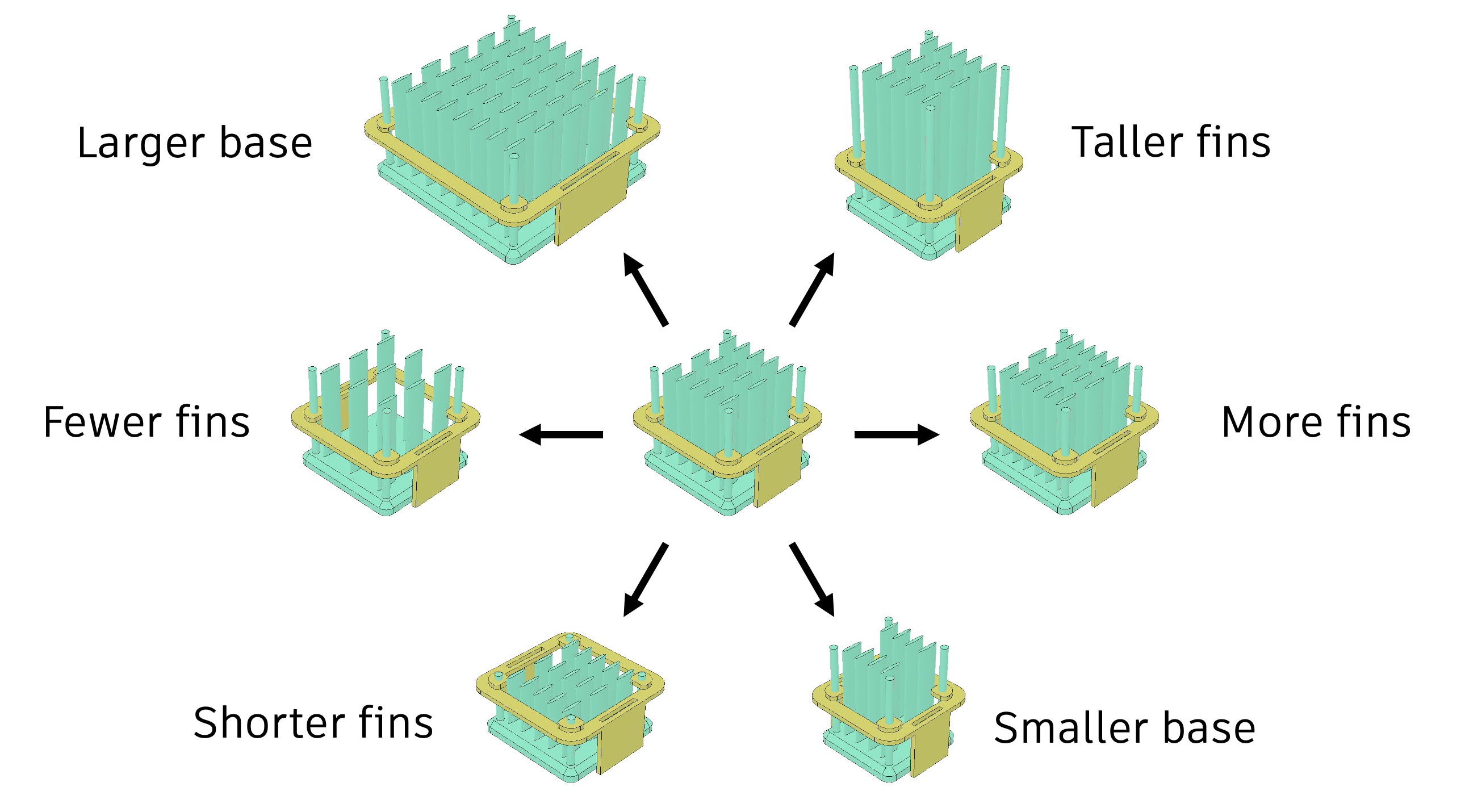 Example of design variation using parametric CAD